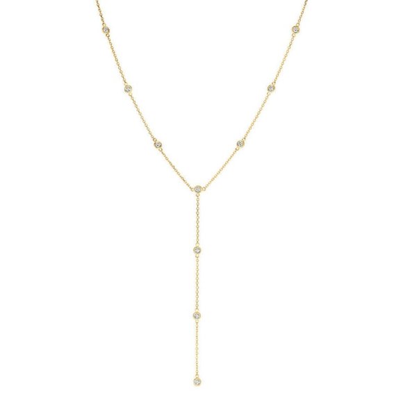 1.00 Carat Diamond Bezel Necklace G SI 14K Yellow
